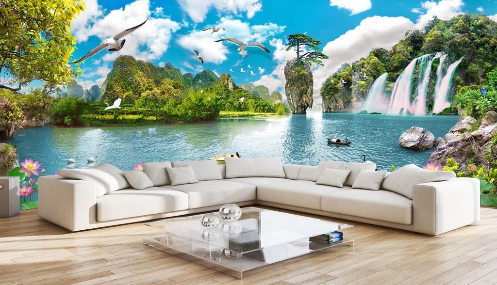Custom 3d wallpapers for wall Living Room Bedroom Waterfall scenery Background wall 5d wallpapers mural photo wall Custom 3d wallpapers for wall Living Room Bedroom Waterfall scenery Background wall 5d wallpapers mural photo wall