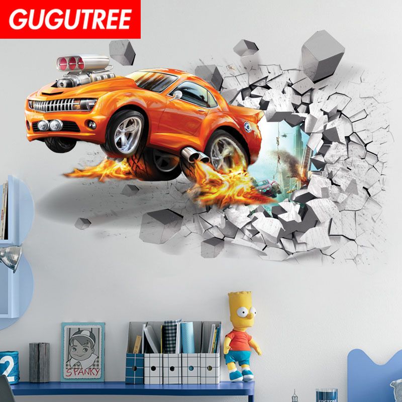 Decorate home 3D car cartoon art wall sticker decoration Decals mural painting Removable Decor Wallpaper G-819 Decorate home 3D car cartoon art wall sticker decoration Decals mural painting Removable Decor Wallpaper G-819