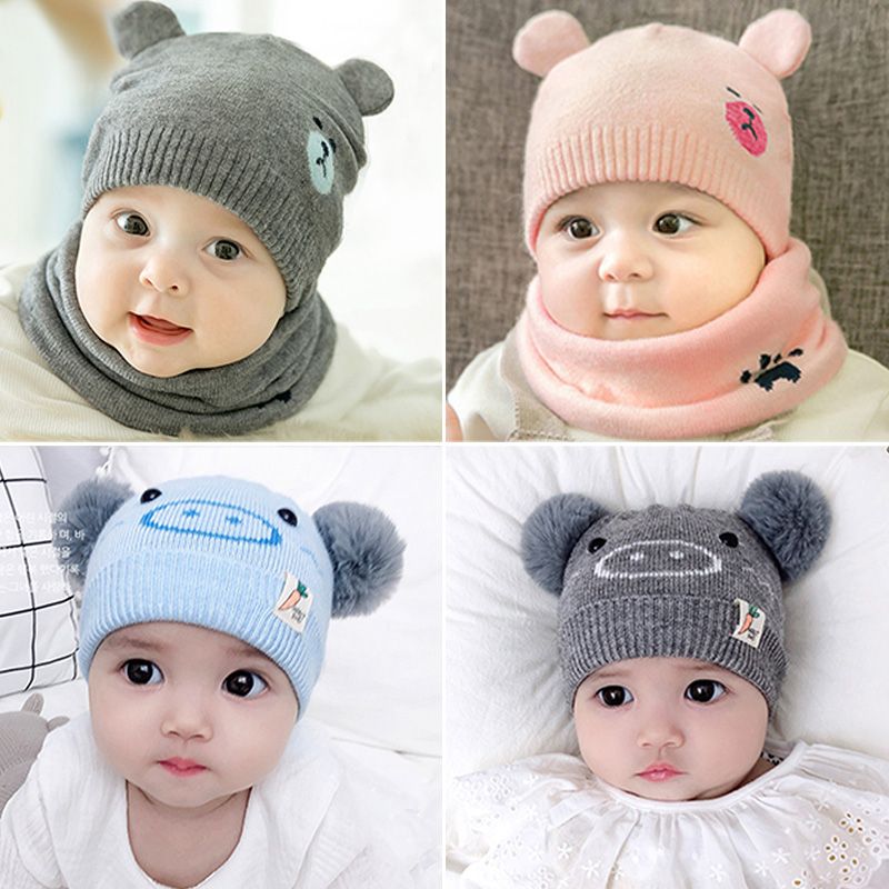knitted baby hat with ears