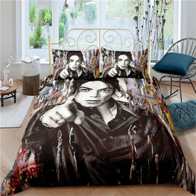 Michael Jackson Bedding Set 3PCS Duvet Cover Pillowcase UK Single Double King 