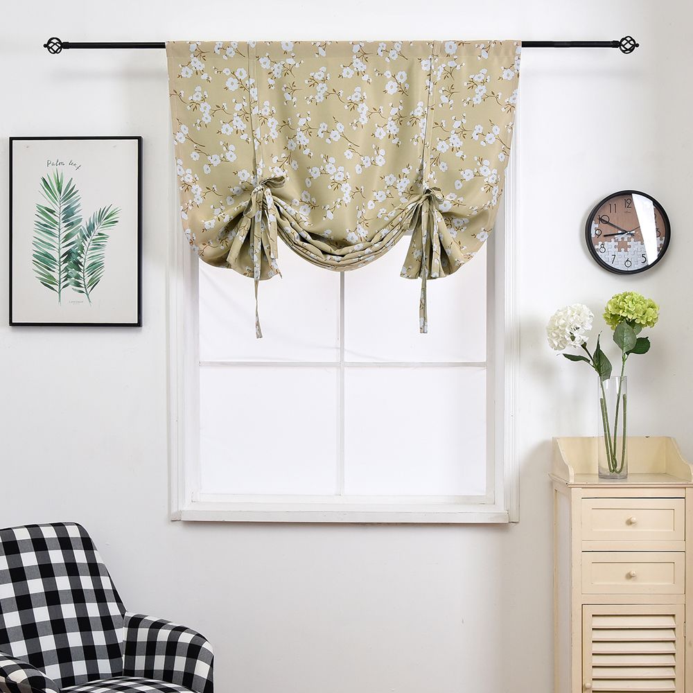 Jarl Home Rod Pocket Balloon Shades Blackout Curtains Tie Up Small Window Treatment Valance Kitchen Curtains For Bedroom And Living Room Window Treatments Blinds Shades