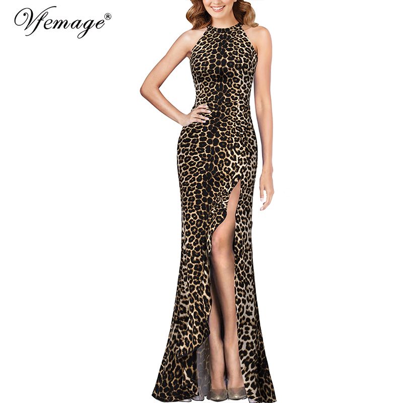 leopard print halter neck dress