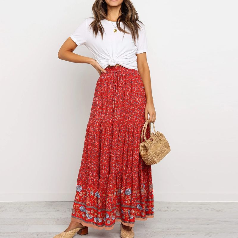 cotton boho maxi skirt
