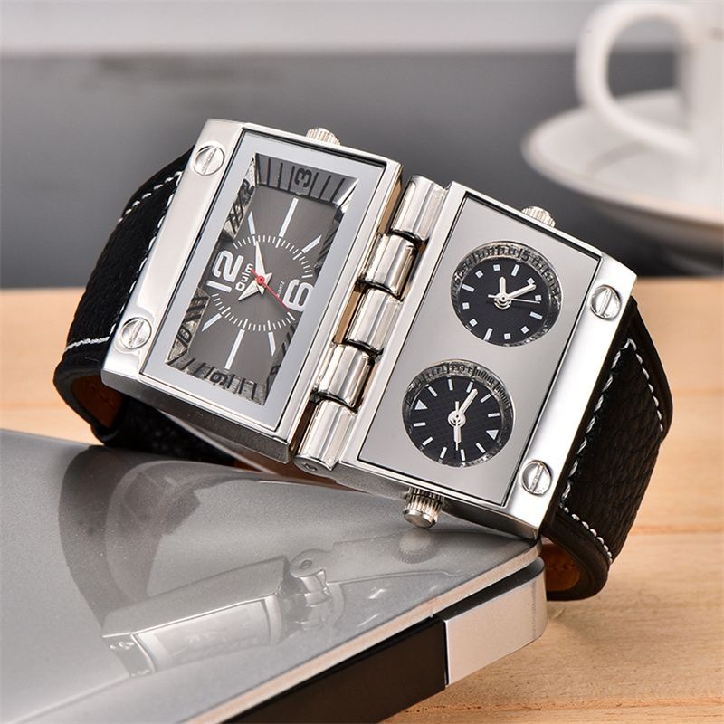 Acquista Oulm 2 Diversi Quadri Quadranti 3 Tempo Da Polso Da Uomo Zone  Orologi Di Grande Formato Maschio Orologio Al Quarzo Di Cuoio Unico Uomo  Della Vigilanza Di Nuova Y19052103 A 25,96
