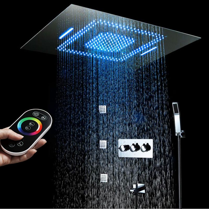 2020 Rainfall Waterfall Shower Kits Multi Function Stainless Steel LED Showerhead Set System