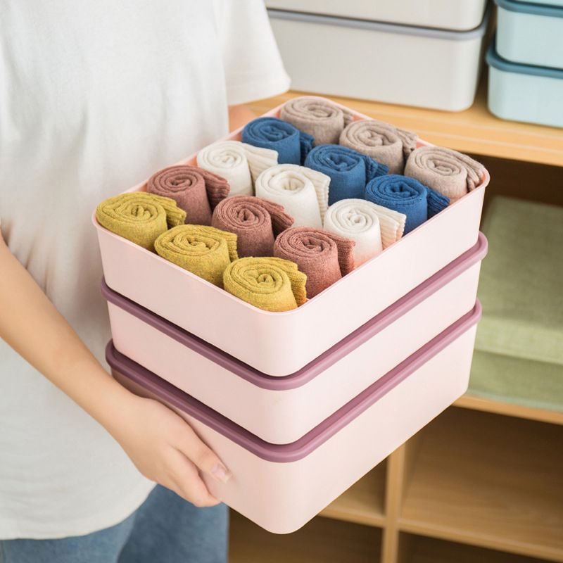 2021 Plastic Underwear Storage Box With Lid Clothes Panties Socks