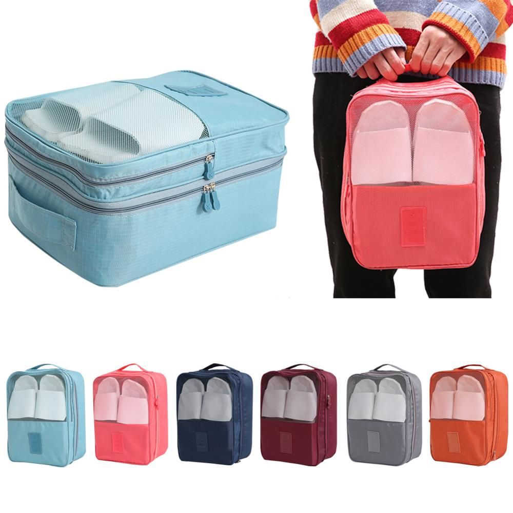 2020 Travel Shoe Bags With Two Way Zippers Three Layers