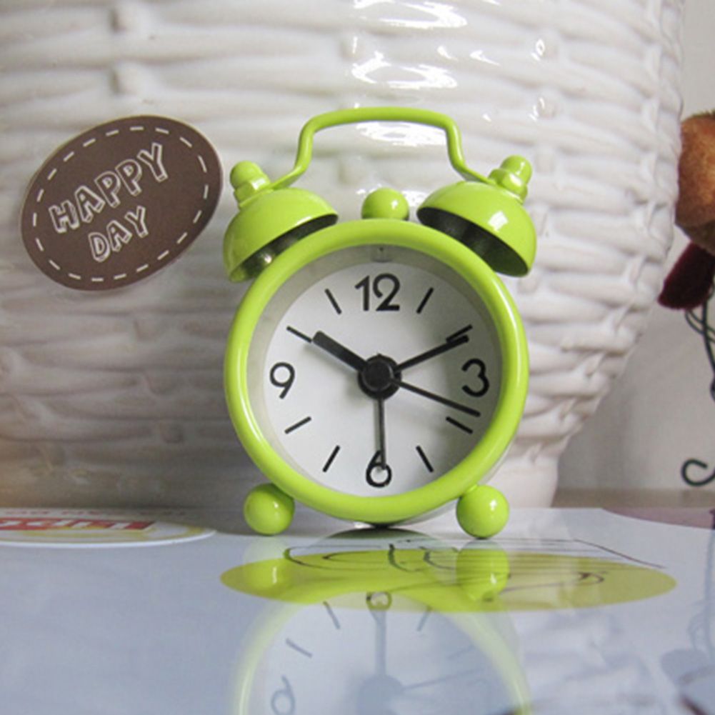 Mini Round Alarm Clock Table Desk Bedside Clocks Dial Number Clock Bedroom Decor