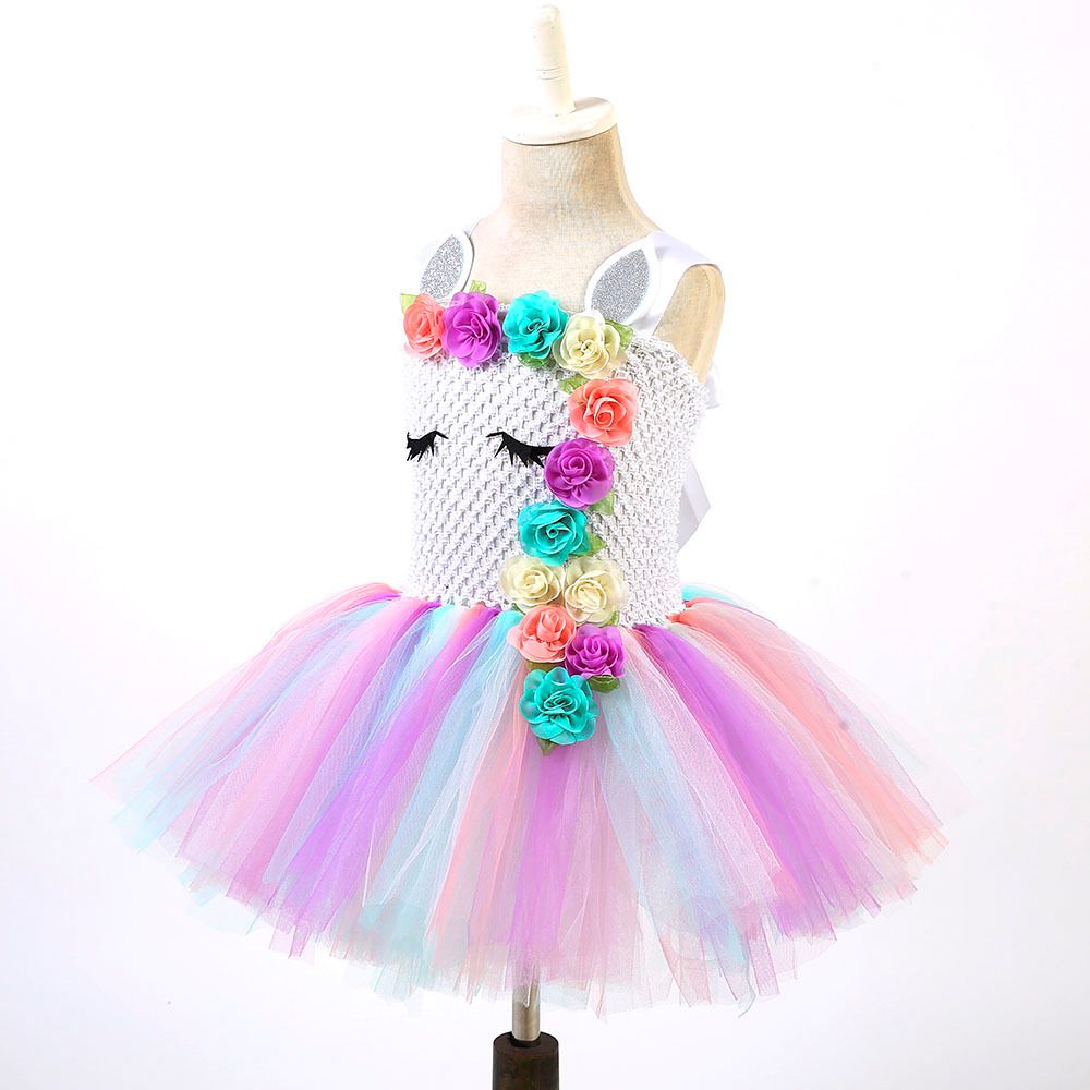 2020 Pastel Unicorn Tutu Dress Baby Kids Girls Flowers Birthday Masquerade Party Dresses Child Purim Day Halloween Christmas Costume J190616 From Landong 18 43 Dhgate Com