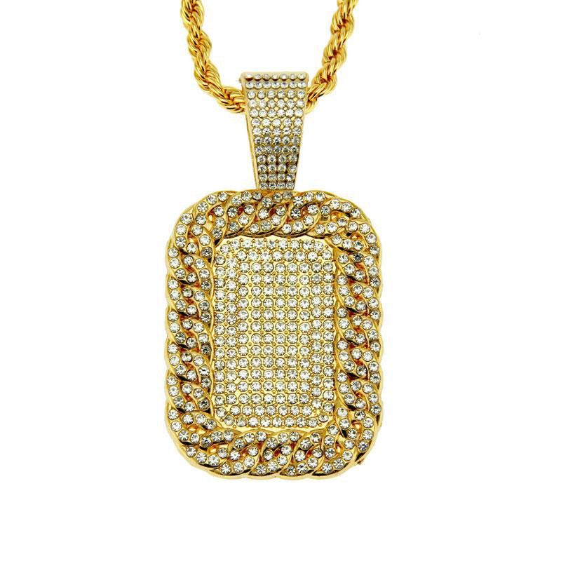 Wholesale Mens Hip Hop Fashion Jewelry Full Rhinestone Dog Tag Pendant