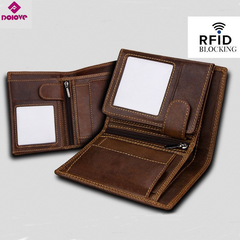 100/% Genuine Cow hide Leather Vintage Pattern Purse Men/'s RFID Wallet ID Holder