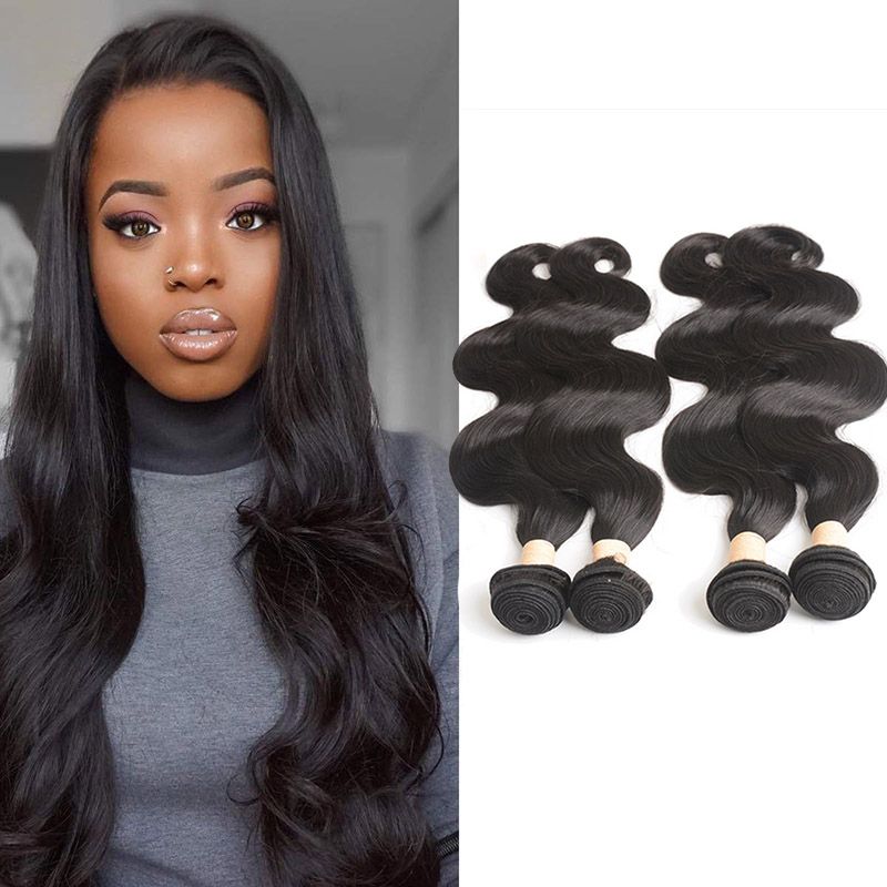 Malaysian Unprocessed Human Hair Wefts Body Wave Four Bundles Hair
