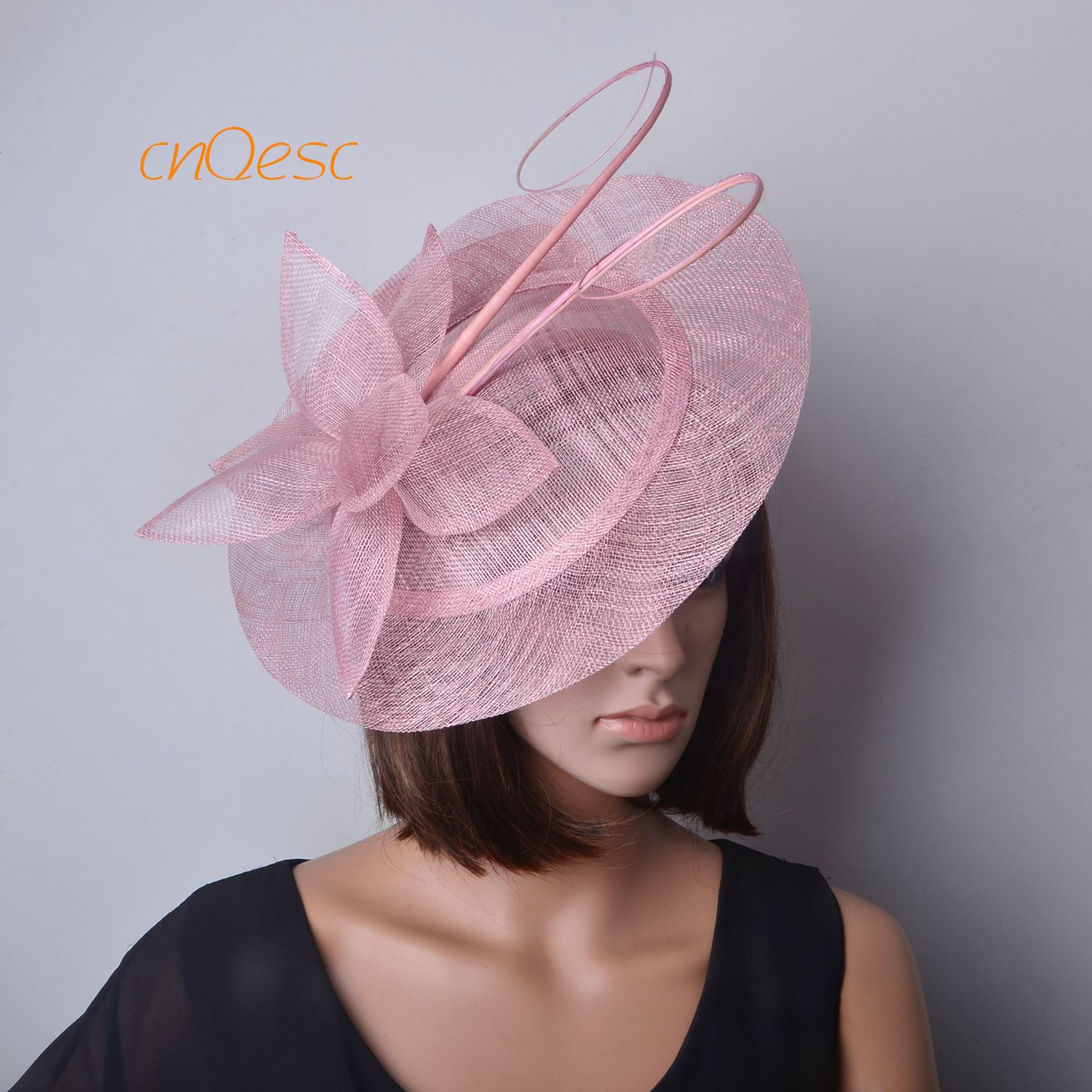 purple and cream wedding hats