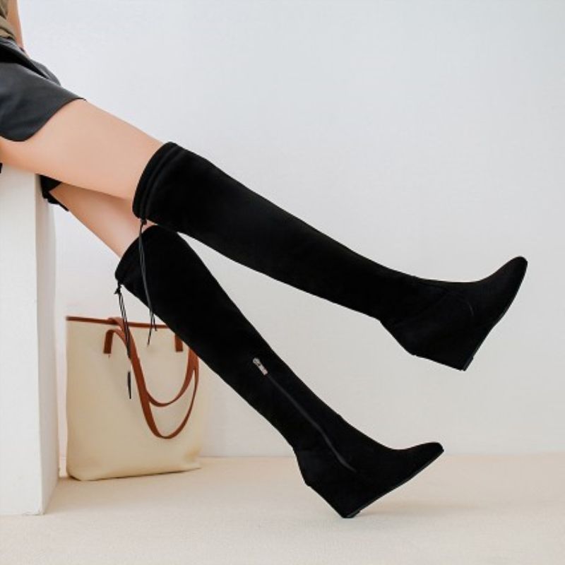 wedge thigh boots
