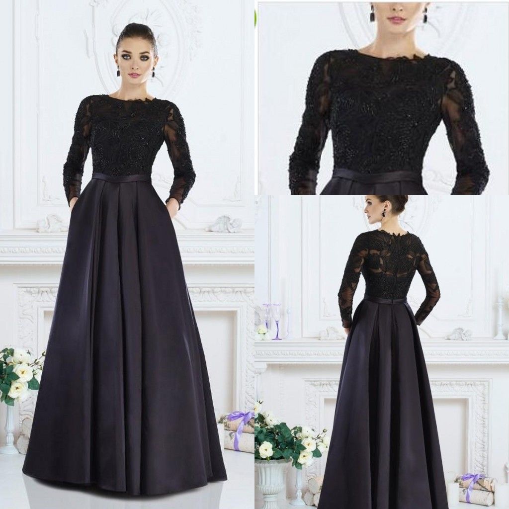 black long sleeve wedding guest dress