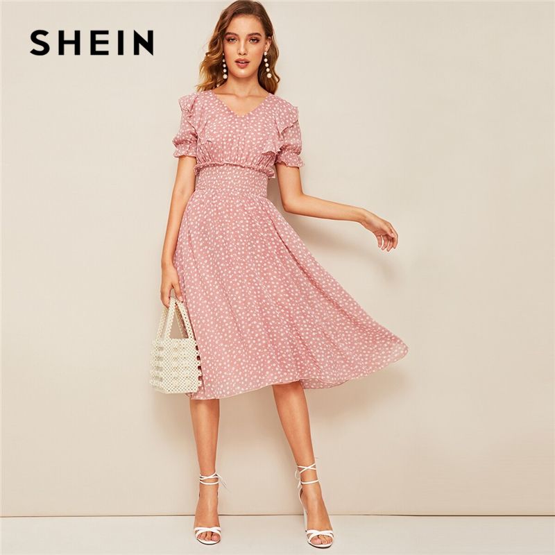Shein pink long dress Clearance