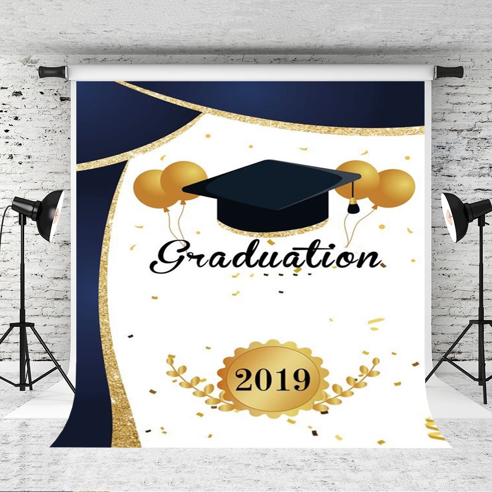 5x7FT Vinyl Graduation Backdrop for Photos Class of 2019 Graduation Golden Cap Gatsby Style Background Banner Grad Prom Party Decoration Photo Booth Props Studio Photography Backdrops