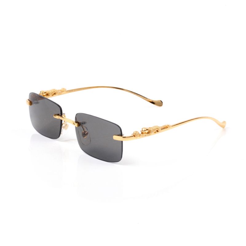 Fashion Rimless Sunglasses for Women Men Gangster Tinted Lens Frameless Shades Faux Buffalo Horn Glasses Rectangle Eyewear