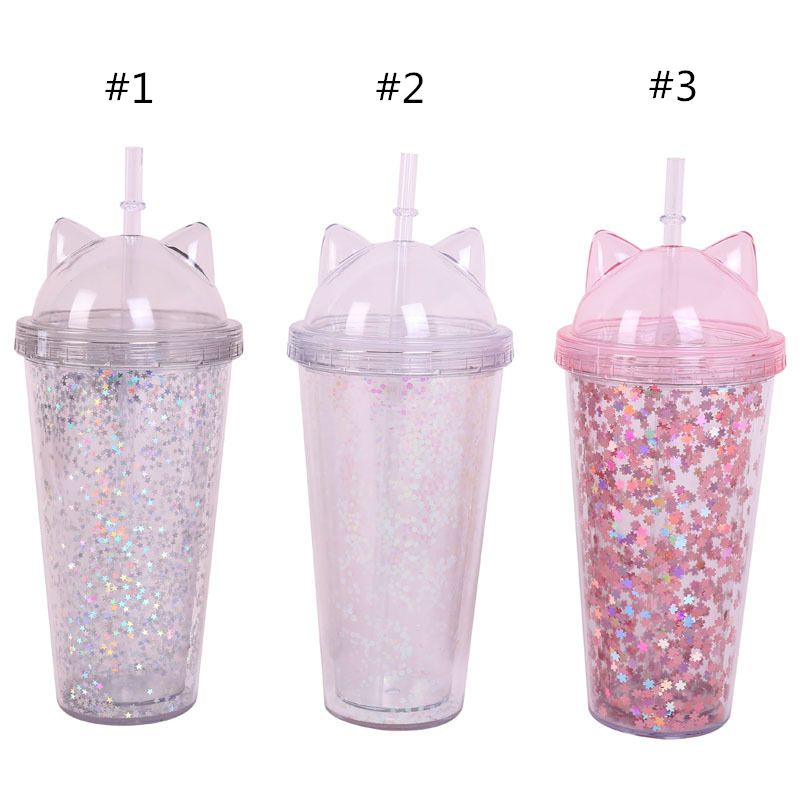 Reusable Straw Cup Sequined Glitter Cup Coffee Juice Straw Mug