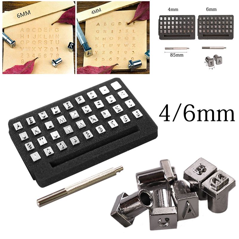 36x A-Z 1-10 Letter Alphabet Numbers Stamps Punch Set Metal Leather Tool 4/6mm 