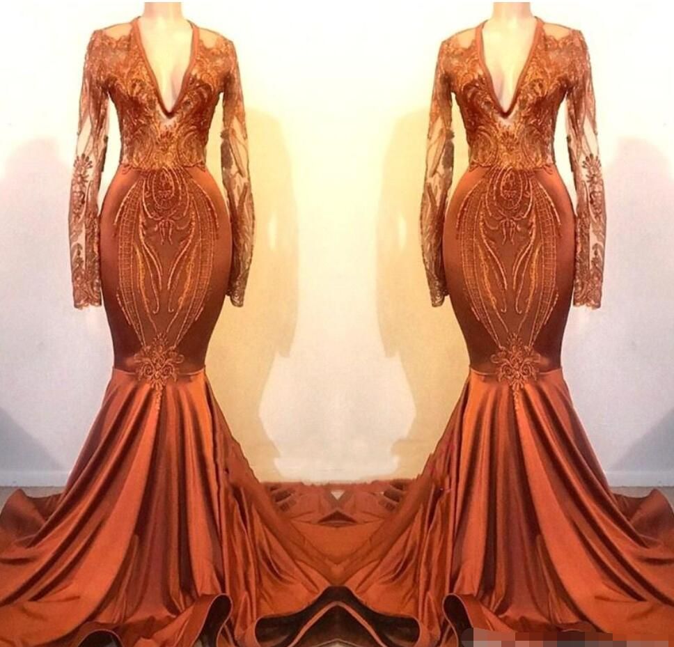 burnt orange formal gown