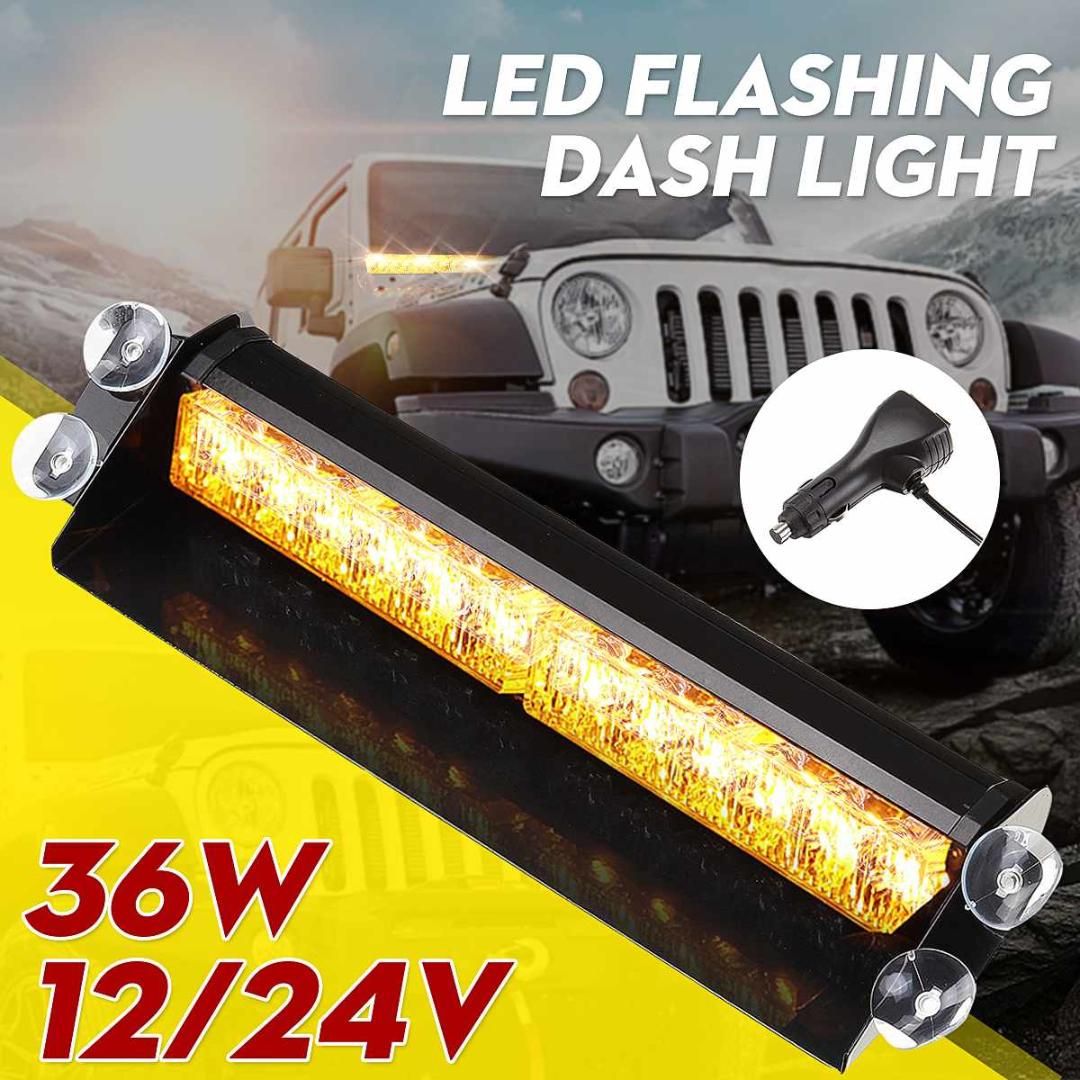 FXC 16LED Emergency Car Windshield Flash Strobe Warning Lights White/Amber Light 