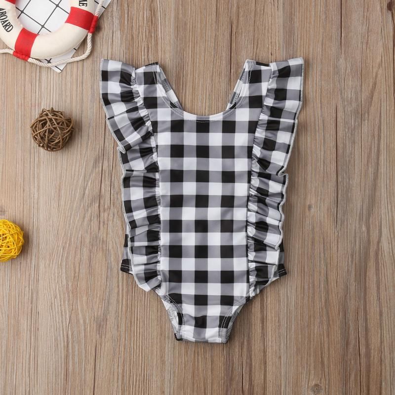 black and white plaid bathing suit