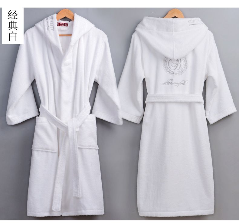 mens white dressing gown with hood
