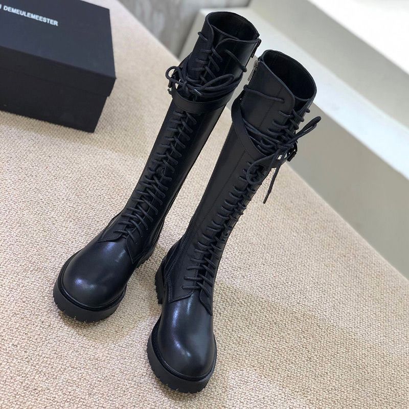 Compra Ann Demeulemeester Sencilla Nuevo De Las Mujeres Botas De Martin  Largo Cargadores Del Tobillo Para El Invierno Negro Sobre La Rodilla De  Arranque Ocasionales De La Plataforma Tamaño De Los Zapatos