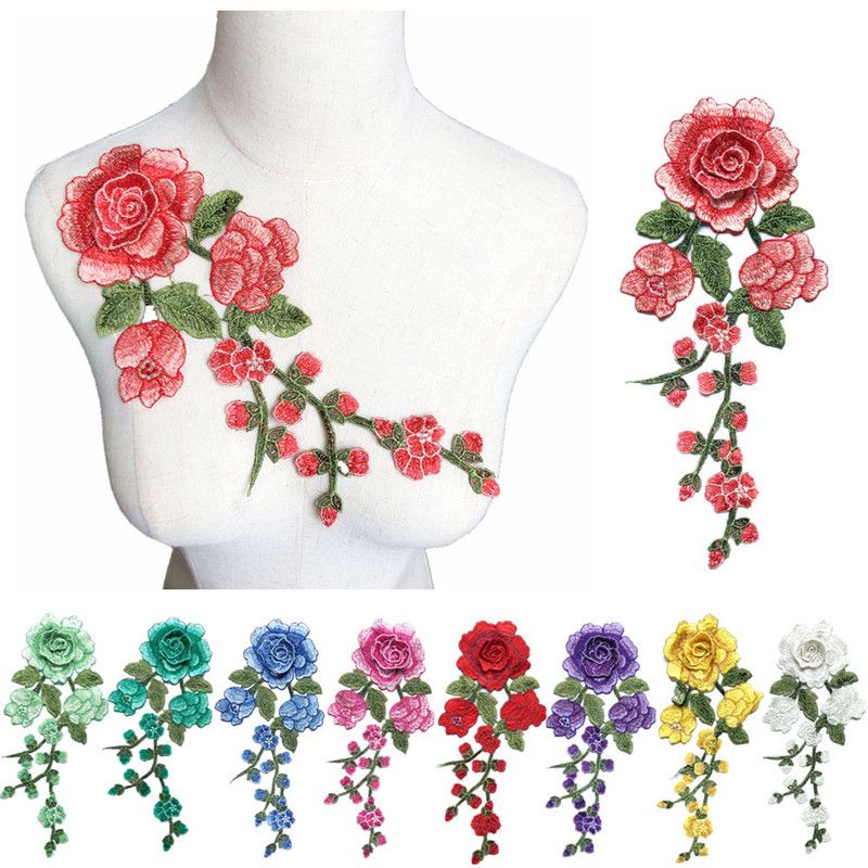 Rose rouge fer/coudre sur Appliques brodé Patches Craft motifs Rose rouge fer/coudre sur Appliques brodé Patches Craft motifs