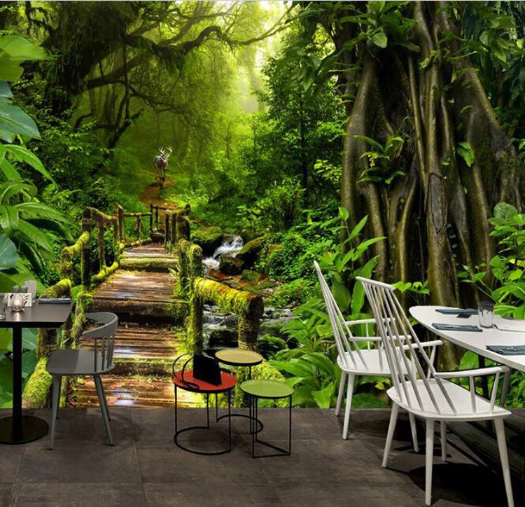 Wholesale 8D Mural TV Background Wall Paper Minimalist Natural Forest Landscape Wallpaper Video