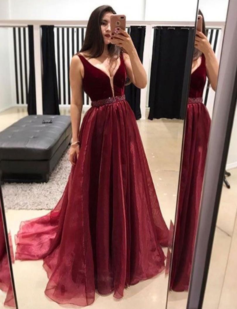 Sexy Deep V Neck Prom Dresses For Women 