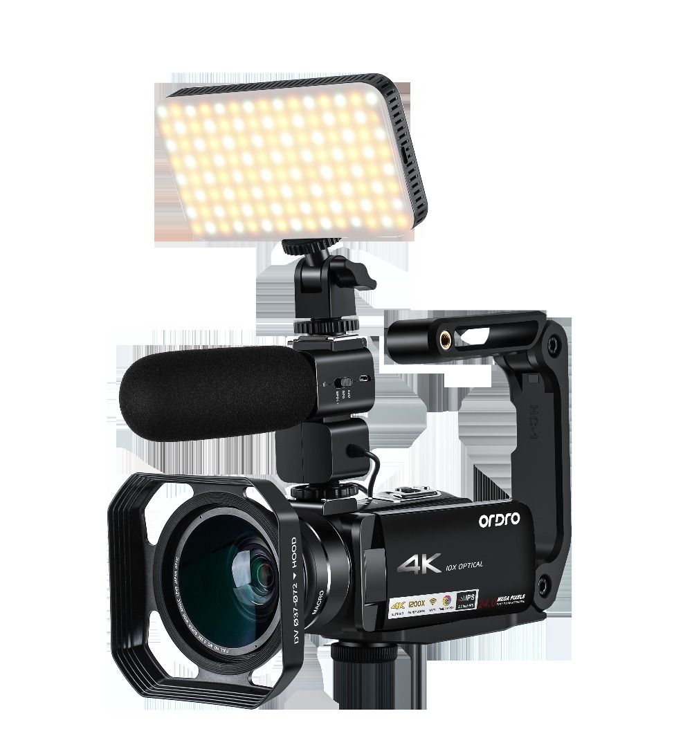 Ordro HDR AC7 4K UHD Camcorder 10x Optical Zoom Video Camera 3.1 IPS Wi