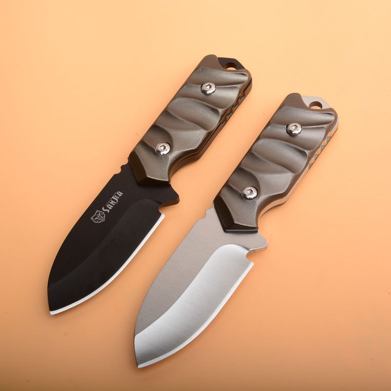 New Small Survival Straight Knife 440C Satin/Black Blade Full Tang