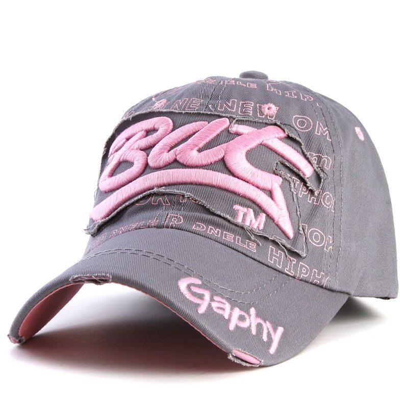 pink curved brim hat