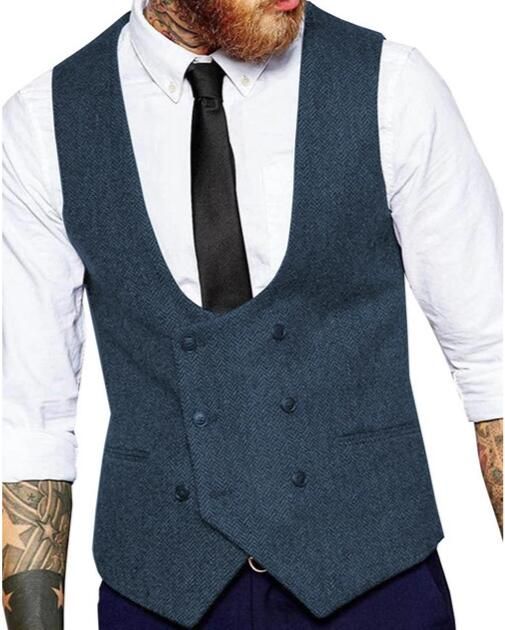 Solove-Suit Gilet da Uomo in Gilet Scozzese Tweed Slim Fit per Groomsmen da Sposa 