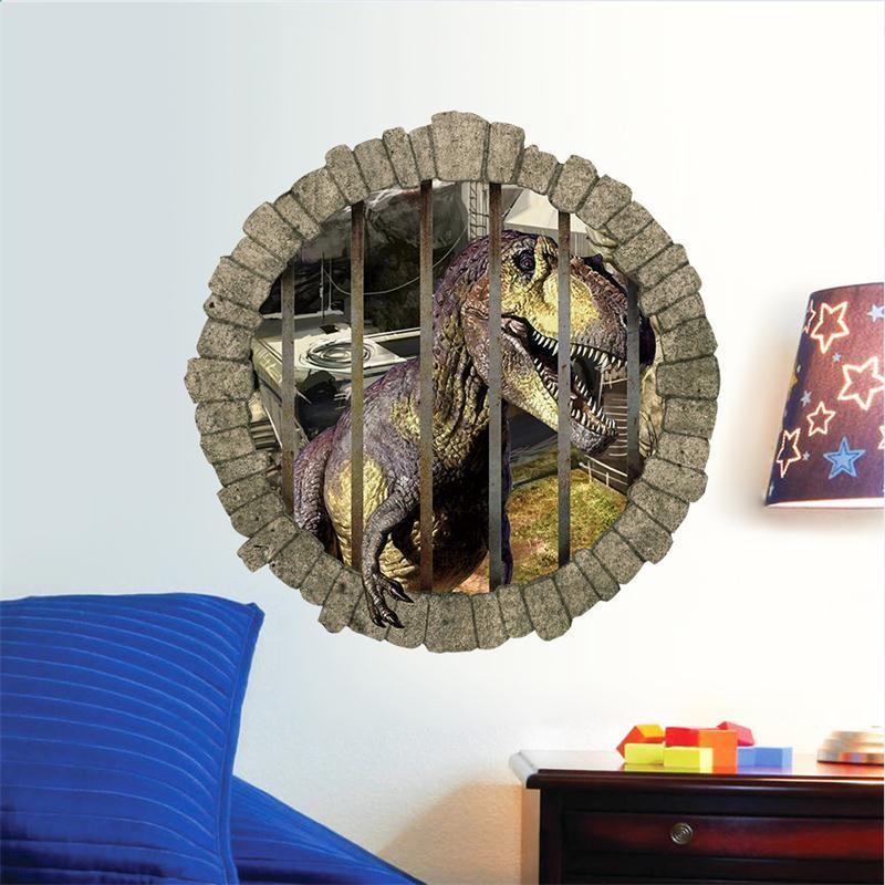 3d Effect Jurassic Park World Dinosaur Wall Decals Baby Room 3d Effect Jurassic Park World Dinosaur Wall Decals Baby Room Decoration Decor Pvc Stickers Cartoon Wallpaper