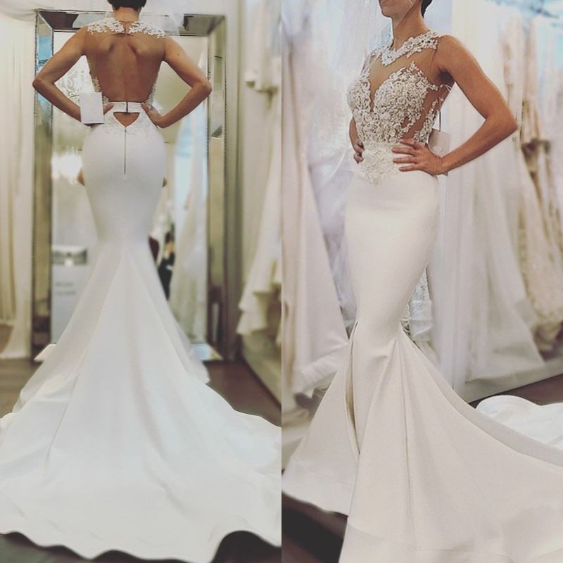 10+ Mejor Para Encaje Espalda Descubierta Sirena Vestidos De Novia