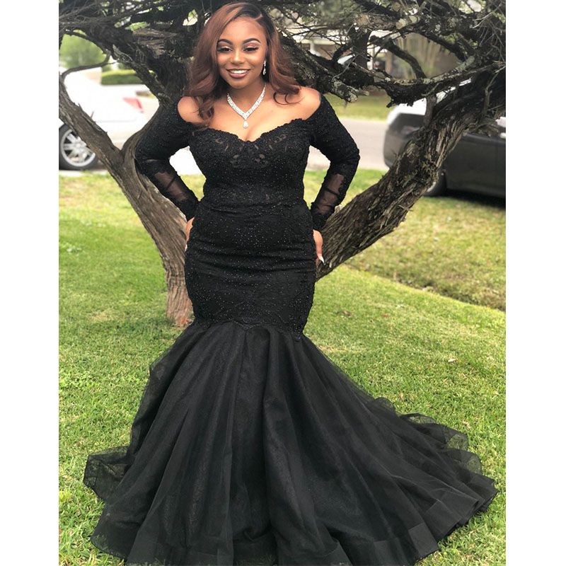 Black Tulle Mermaid Formal Dresses For 