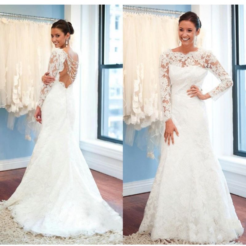 scalloped a line wedding dress