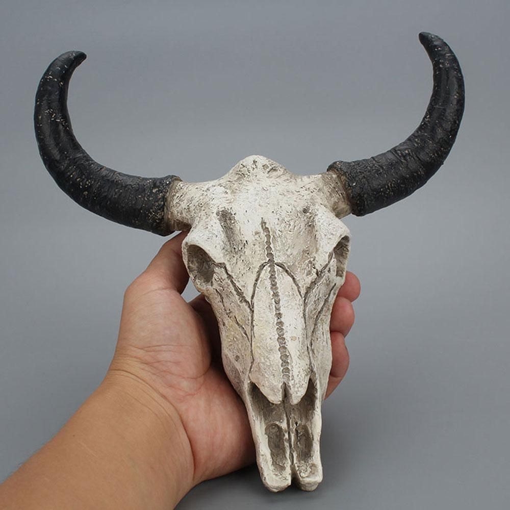 Resin Longhorn Cow Skull Head Wall Hanging Decor 3D Animal