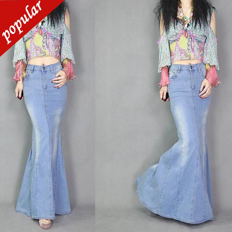 fishtail denim skirt
