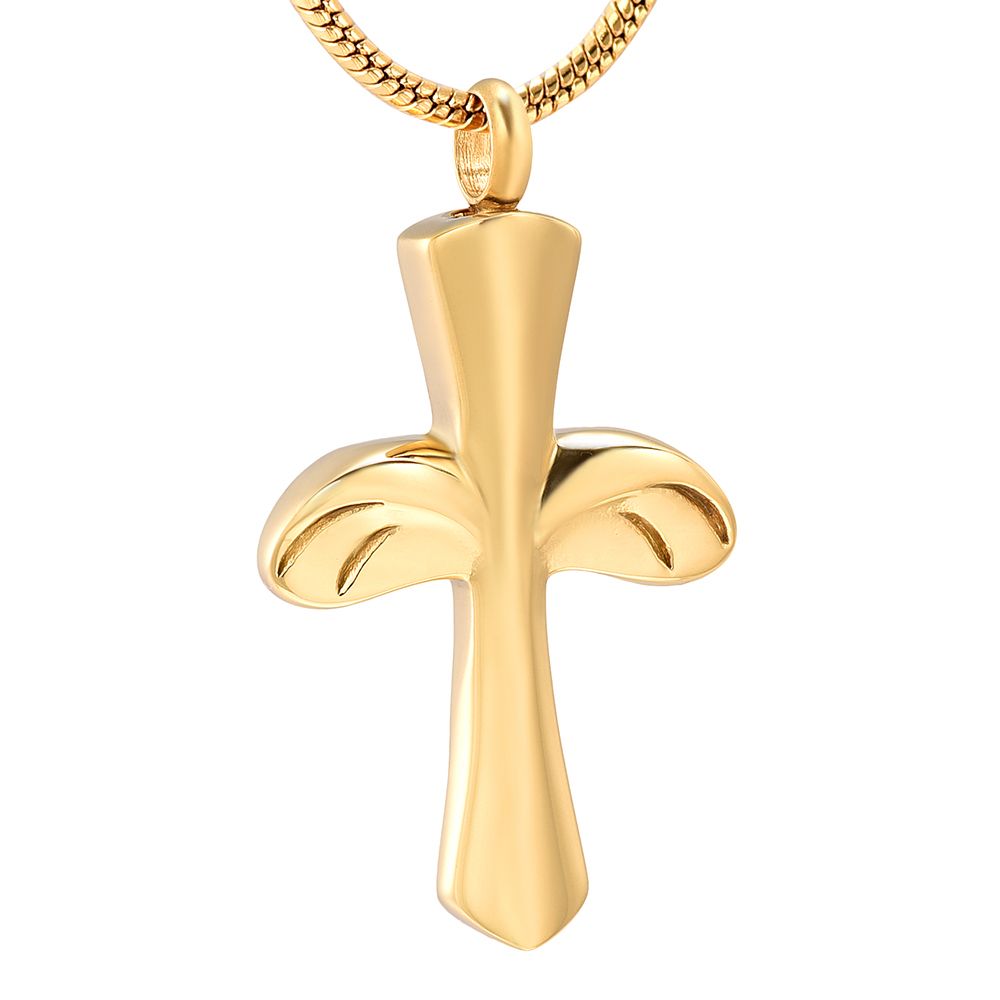 Gold Cross Cremation Ashes Urn Pendant Memorial Jewellery Keepsake Necklace