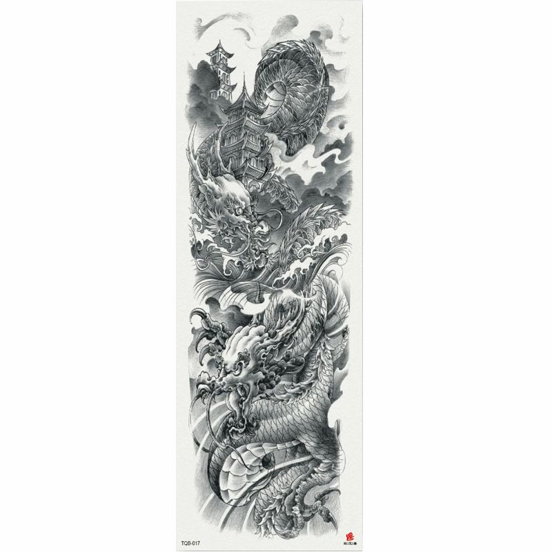1 Piece Chinese Totem Cloud Dragon Temporary Tattoo Sticker With Arm Body  Art Big Sleeve Large Fake Tattoo Sticker