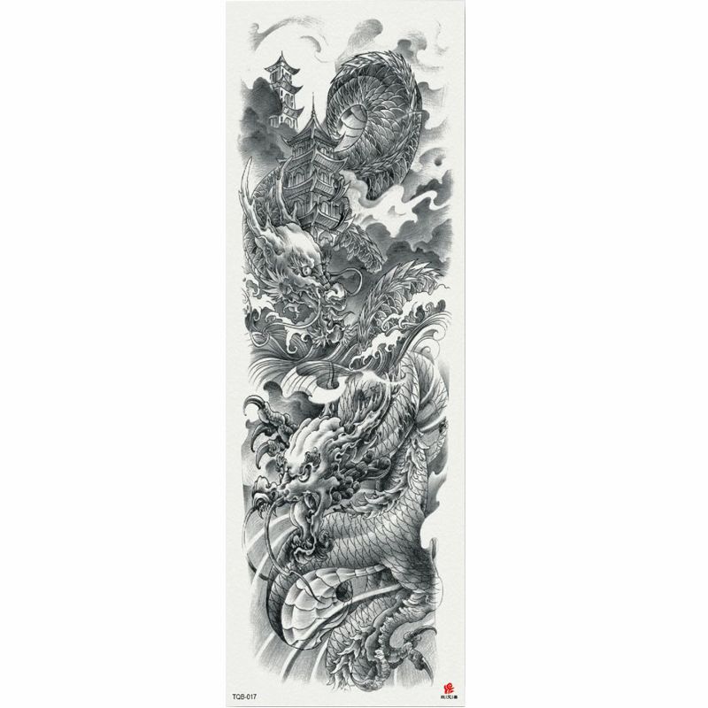 1 Piece Chinese Totem Cloud Dragon Temporary Tattoo Sticker With Arm Body Art Big Sleeve Large Fake Tattoo Sticker 1 Piece Chinese Totem Cloud Dragon Temporary Tattoo Sticker With Arm Body Art Big Sleeve Large Fake Tattoo Sticker