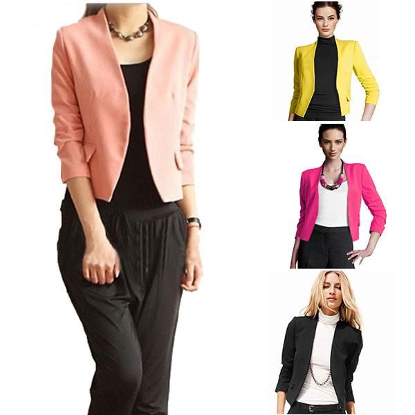 Moda Donna Coreana Elegante Color Corallo Slim Giacca Corta Giacca Blazer  Moda Da 32,84 € | DHgate Italy
