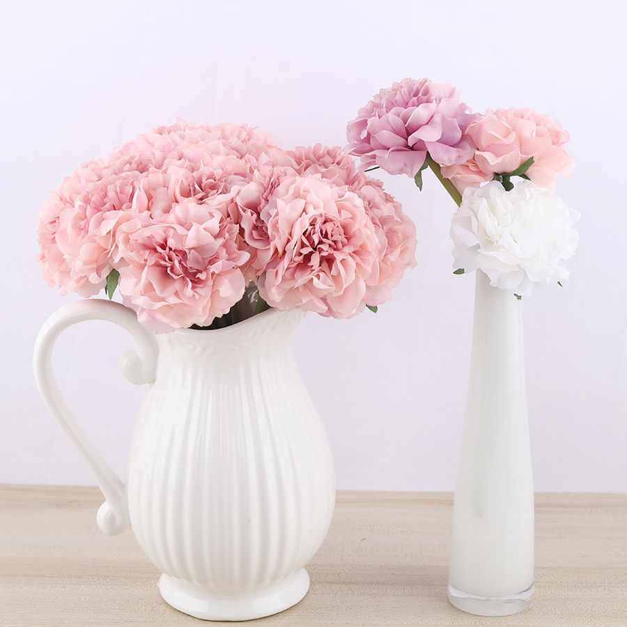 2 Pcs Bouquet Fleur Peony Synthétique Artificielle en Soie Décoration 