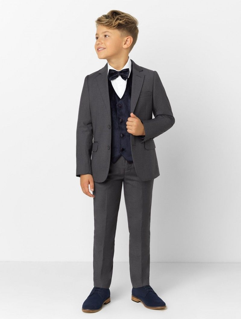Baby Toddler Boy Dark Gray Grey Silver Wedding Formal Party Tuxedo Suits Sz S-20 
