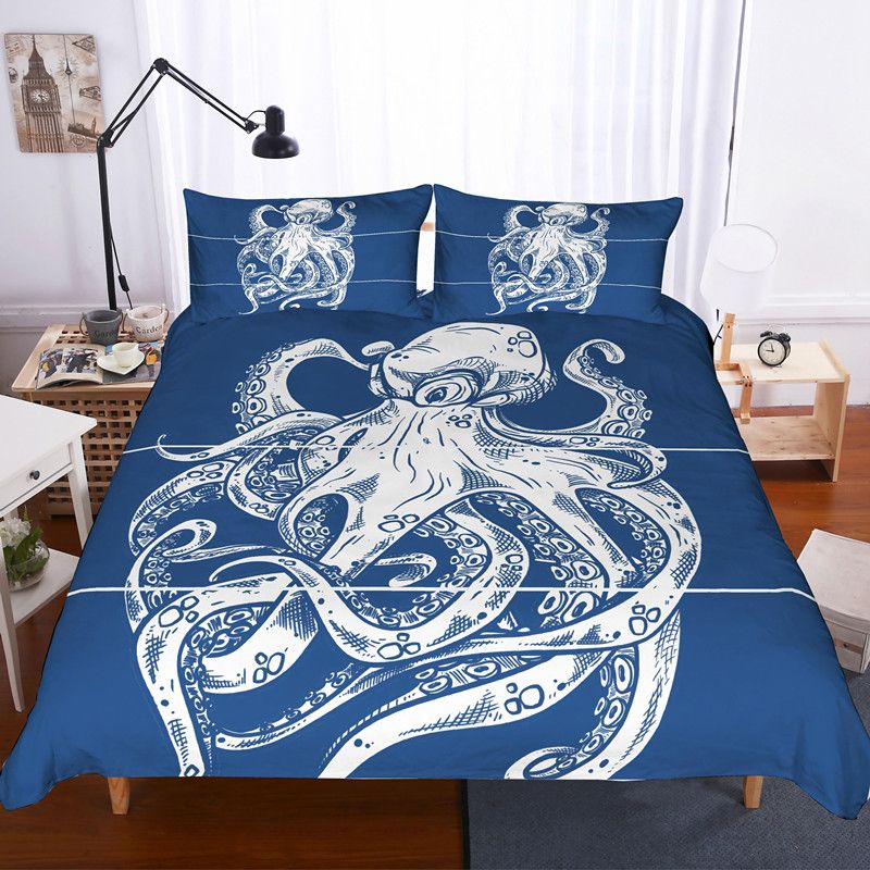 3d Octopus Printing Bedding Set Queen Comforter Sets Duvet Cover