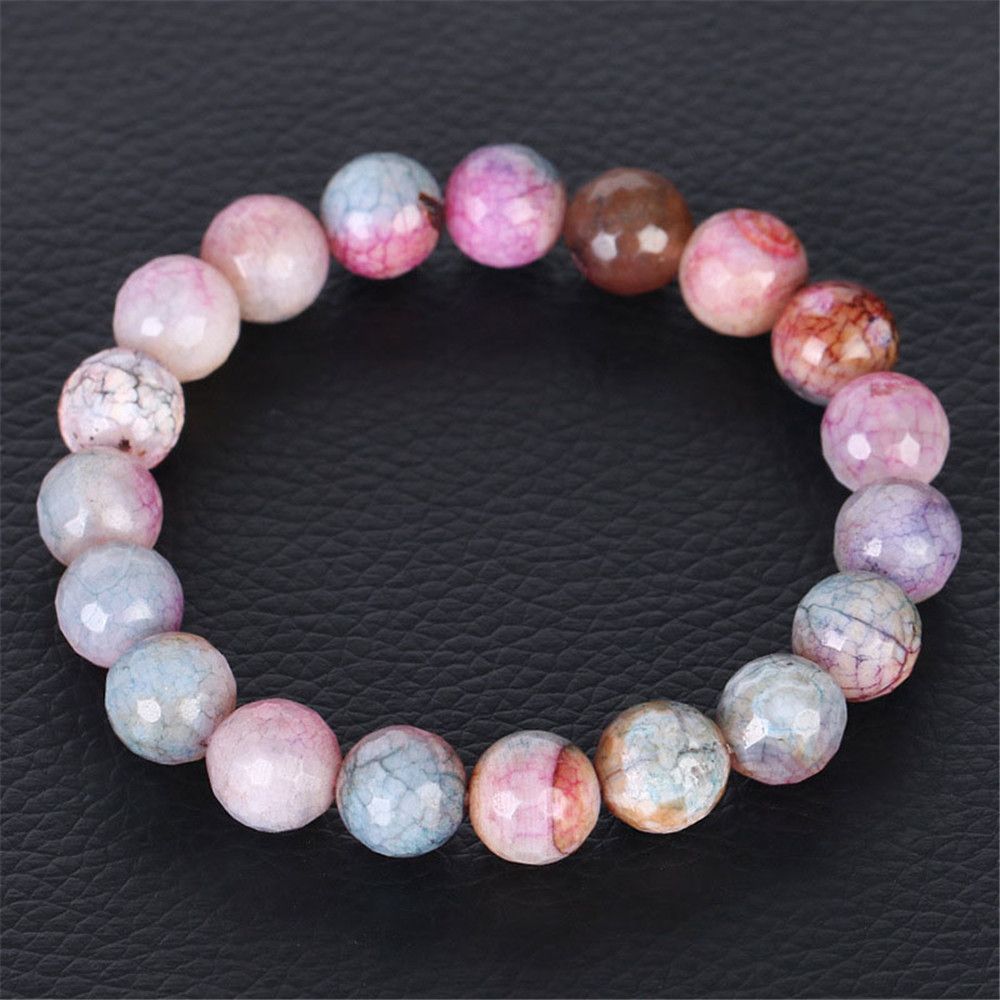 Mens Womens Agate /& White Crystal Bracelet Hot Fashion Jewelry 10mm Beads UK